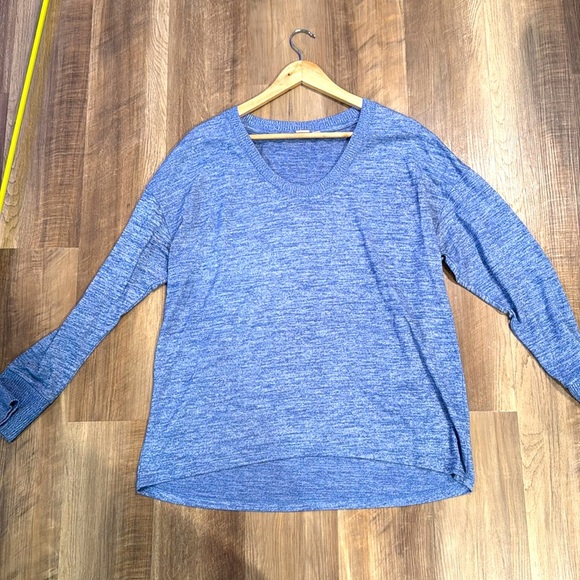 Gap Oversized Crewneck Sweater High Low Tunic Long Sleeve Pullover Blue Sz  L - Picture 3 of 8